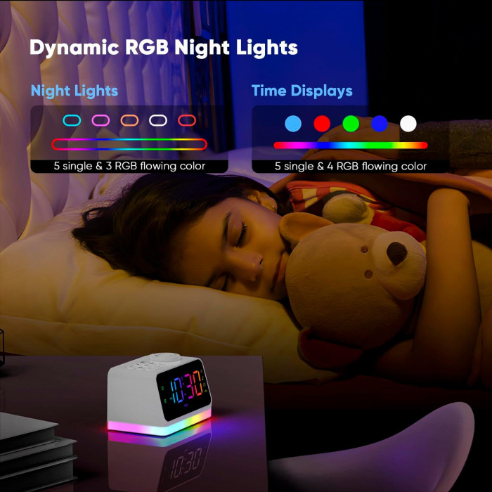 Це багатофункціональний цифровий будильник AFEXOA з FM-радіо, регульованим підсвічуванням, двома будильниками та портами для заряджання пристроїв