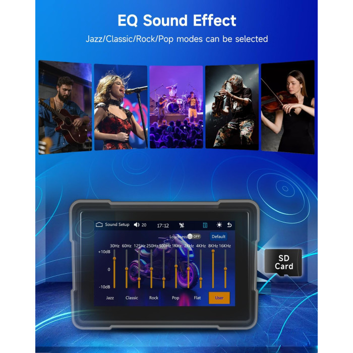 Портативний мотоциклетний сенсорний екран з підтримкою бездротових Apple CarPlay та Android Auto Rimoody SH4AM23RIM