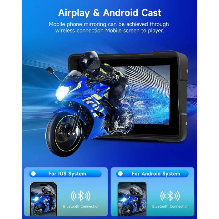 Портативний мотоциклетний сенсорний екран з підтримкою бездротових Apple CarPlay та Android Auto Rimoody SH4AM23RIM