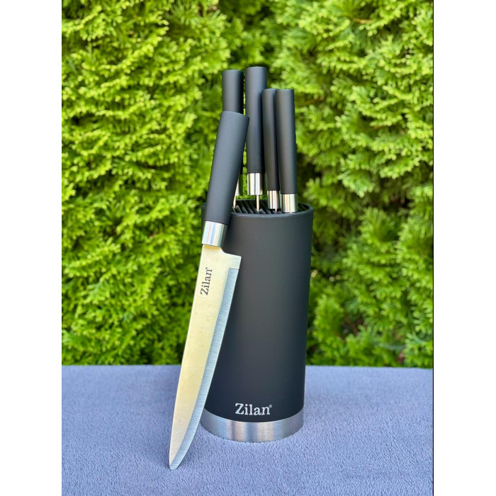 Набір ножів на підставці Zilan ZLN1609 Black