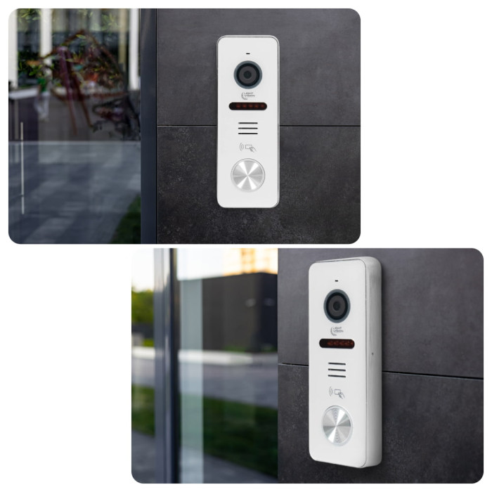 Комплект відеодомофону Light Vision: відеодомофон 7" AMSTERDAM FHD Black та відеопанель 2Mp RIO FHD(RF) White