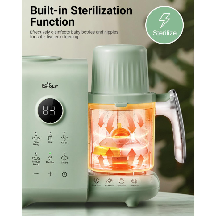 Прилад для приготування дитячого харчування (Кухонна машина) BEAR BFP-1500E Baby Food Maker Green