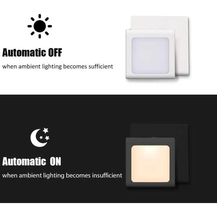 Компактний світлодіодний світильник (Нічник) Emotionlite ELN-066-DIM з автоматичним датчиком світла 2PCS