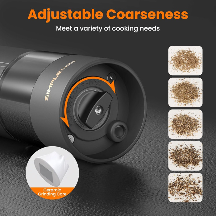 Набір електричних млинів для солі та перцю SIMPLETASTE Black 2PCS