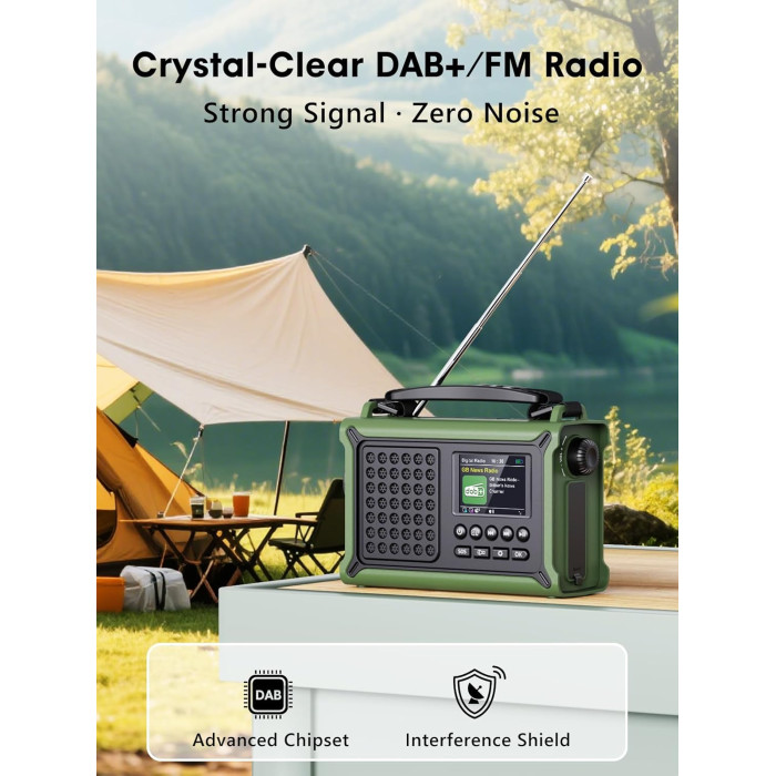 Портативне радіо з ліхтариком на сонячній батареї Rocam CR1030DAB