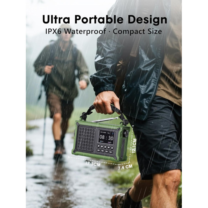 Портативне радіо з ліхтариком на сонячній батареї Rocam CR1030DAB