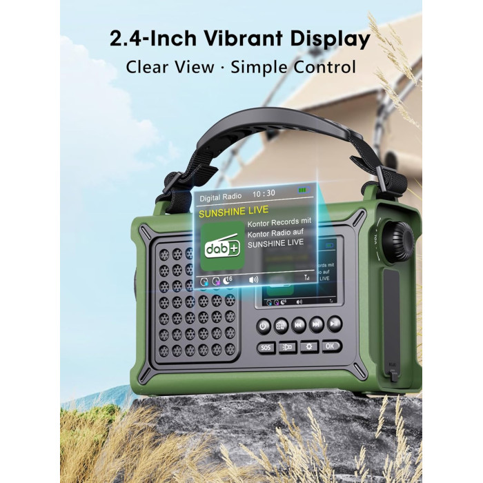 Портативне радіо з ліхтариком на сонячній батареї Rocam CR1030DAB