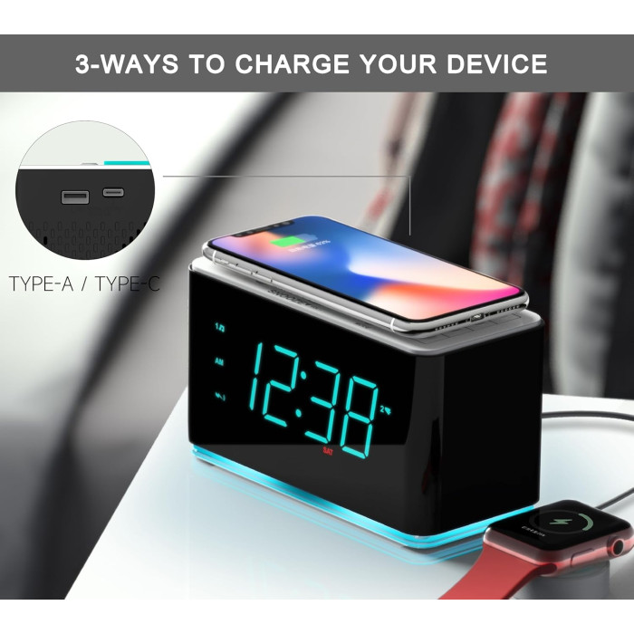 Будильник-радіо iTOMA 207 з бездротовою зарядкою