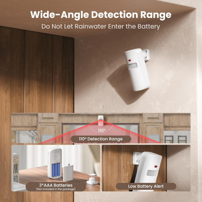 Бездротова система з датчиком руху та звуковим оповіщенням TECKNET TK-WD009 White