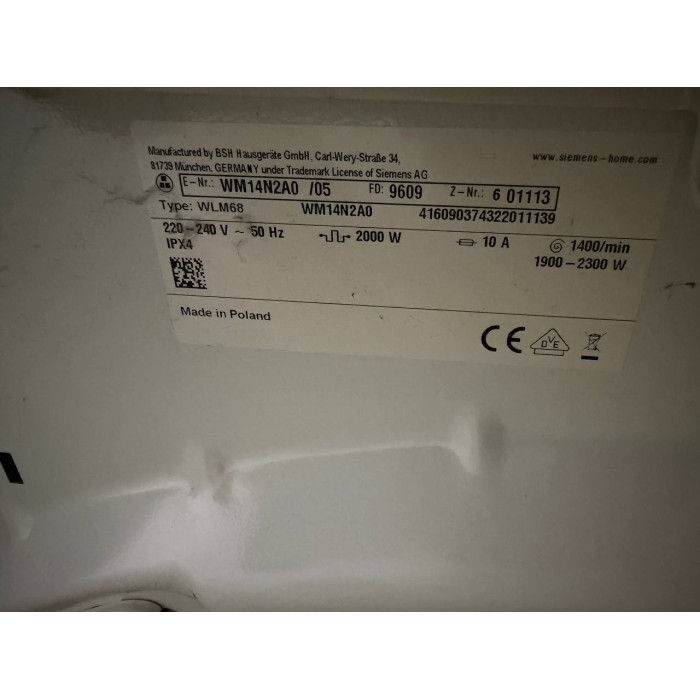 Пральна машина Siemens iQ300 WM14N2A0 White Б/В