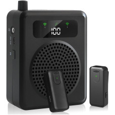 Портативний підсилювач голосу з бездротовим мікрофоном QEEKADA Black
