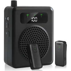 Портативний підсилювач голосу з бездротовим мікрофоном QEEKADA Black