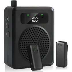 Портативный усилитель голоса с беспроводным микрофоном QEEKADA Black