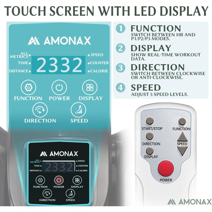 Еліптичний тренажер для ніг та кардіо-вправ Amonax TD001S-22 Black