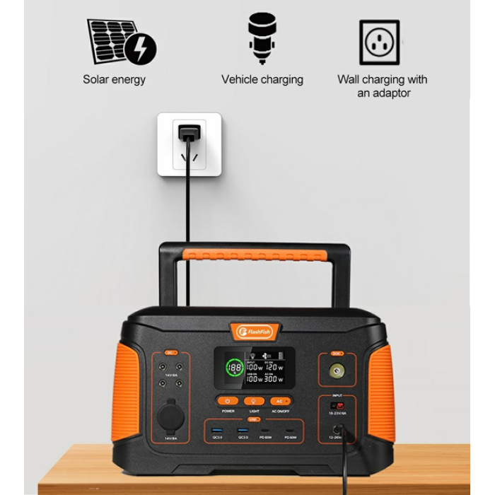 Портативна електростанція FlashFish J1000 1000 Вт 252000 мАг з бездротовою зарядкою та LED-ліхтарем