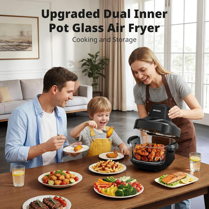 Аерофритюрниця AIRMSEN AF01 Portable Glass Air Fryer Black