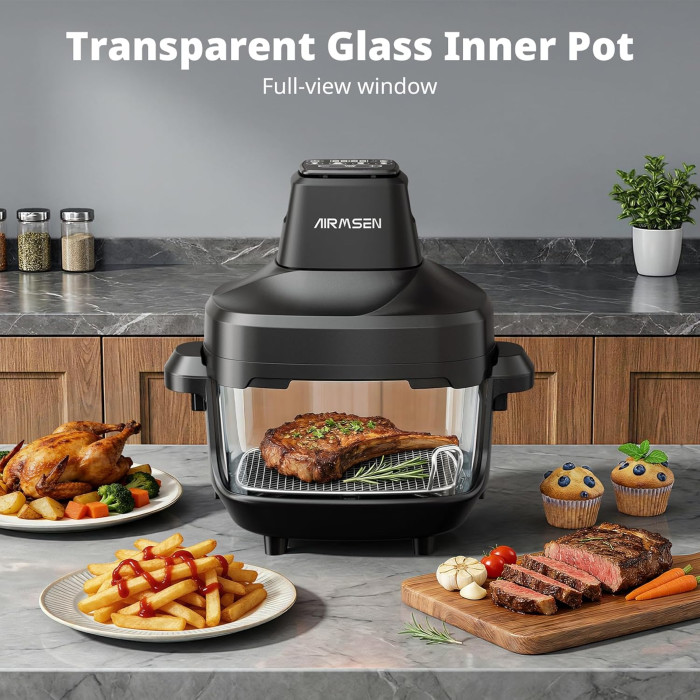 Аерофритюрниця AIRMSEN AF01 Portable Glass Air Fryer Black