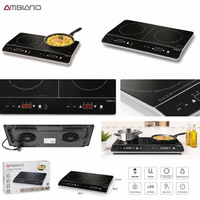 Індукційна двоконфорна плита AMBIANO DIH-2 Black