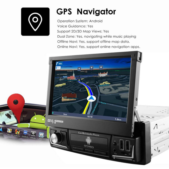 Універсальна автомобільна магнітола Hizpo із сенсорним екраном, Android та підтримкою CarPlay/GPS-навігації