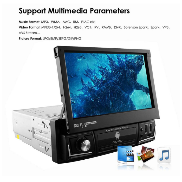 Універсальна автомобільна магнітола Hizpo із сенсорним екраном, Android та підтримкою CarPlay/GPS-навігації