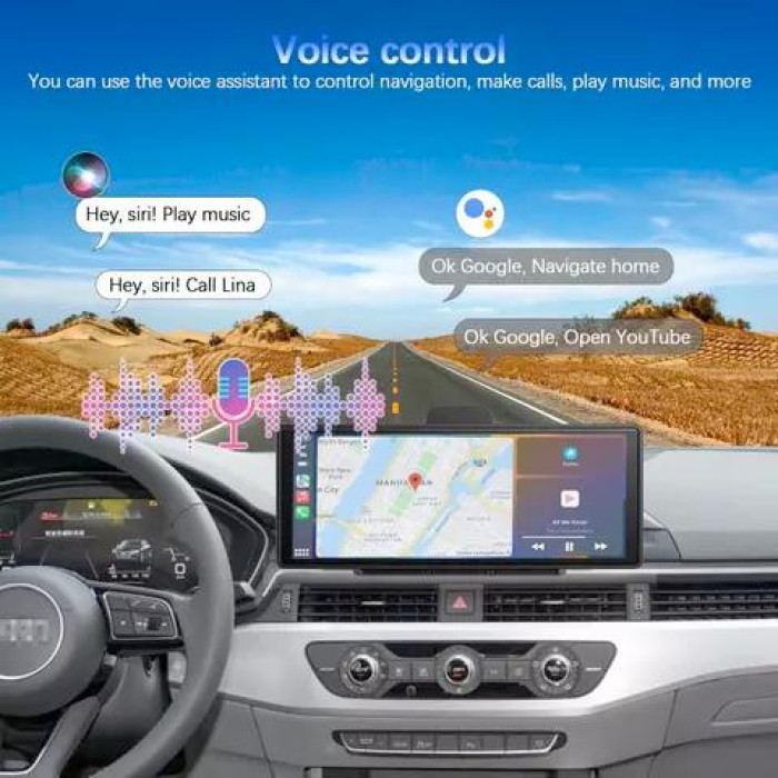 Універсальний мультимедійний екран з CarPlay та Android Auto Atoppv T379D Black