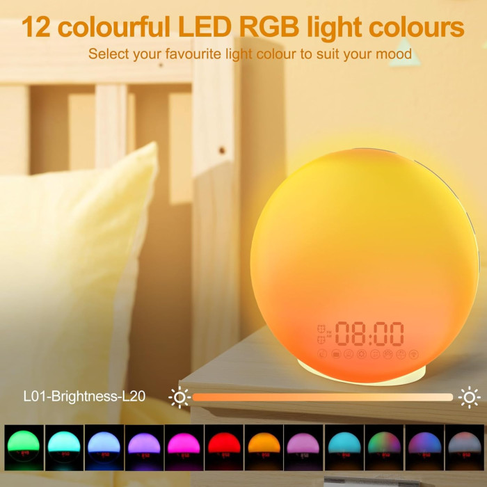 Світловий будильник Wake Up Light Cadrim SJ01 з імітацією сходу та заходу сонця