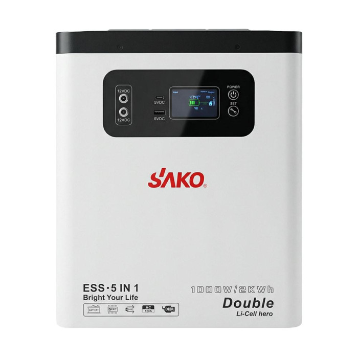Портативна зарядна станція (інвертор та батарея) Sako Alpha-ESS-1000W/2KWh