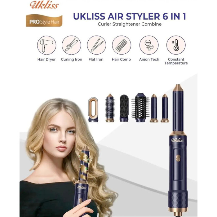 Фен-щітка 6 в 1 для укладання волосся Ukliss DE-622