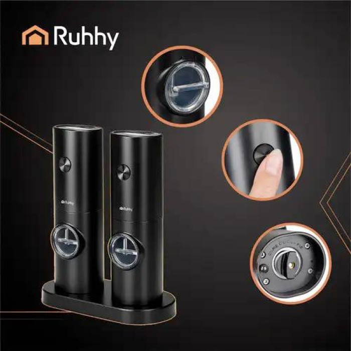 Набір з 2 електричних млинів Ruhhy 25558 Black для перцю та солі