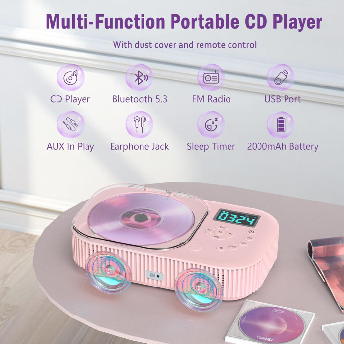 Портативний CD-плеєр Greadio CD318 з Bluetooth та вбудованими динаміками