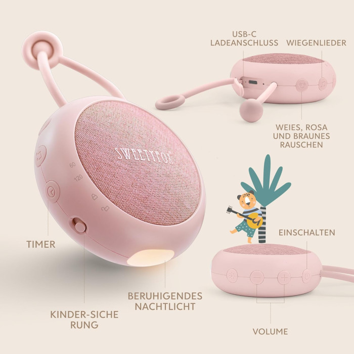 Дитячий генератор білого шуму Sweety Fox Baby White Noise Machine Pink