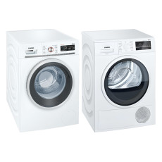 Вместе дешевле (комплект): Стиральная машина Siemens iQ700 WM14W5FCB + Сушильная машина Siemens IQ500 WT45W4B2 Б/У