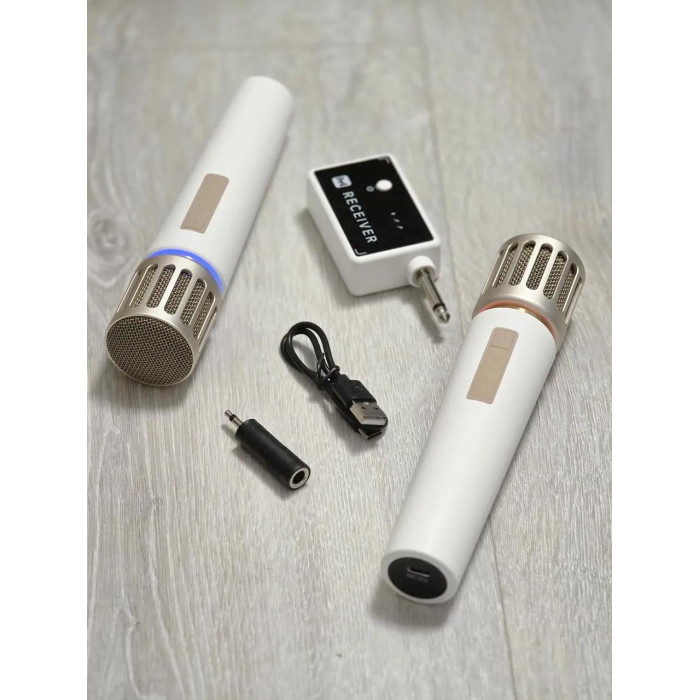 Бездротова мікрофонна система ECHOMUSSY YA-0008NEW (2 мікрофони) з LED-підсвічуванням та UHF-приймачем