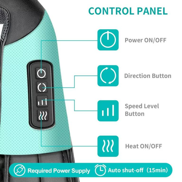 Масажер роликовий для шиї та спини Neck and Shoulder Massager Nekteck LMS-801