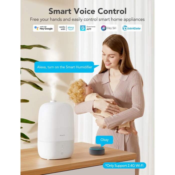 Ультразвуковой смарт увлажнитель воздуха GoveeLife H7140 с Wi-Fi White Б/У