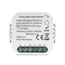 Розумне реле на 2 канали Akubela QS-Zigbee-S04-2C-LN