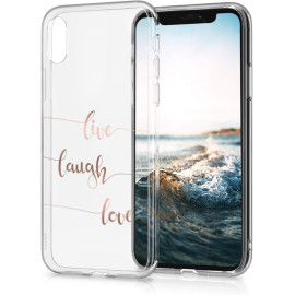Гнучкий силіконовий TPU чохол KWmobile для iPhone X Live Laugh Love Rose Gold/Clear 