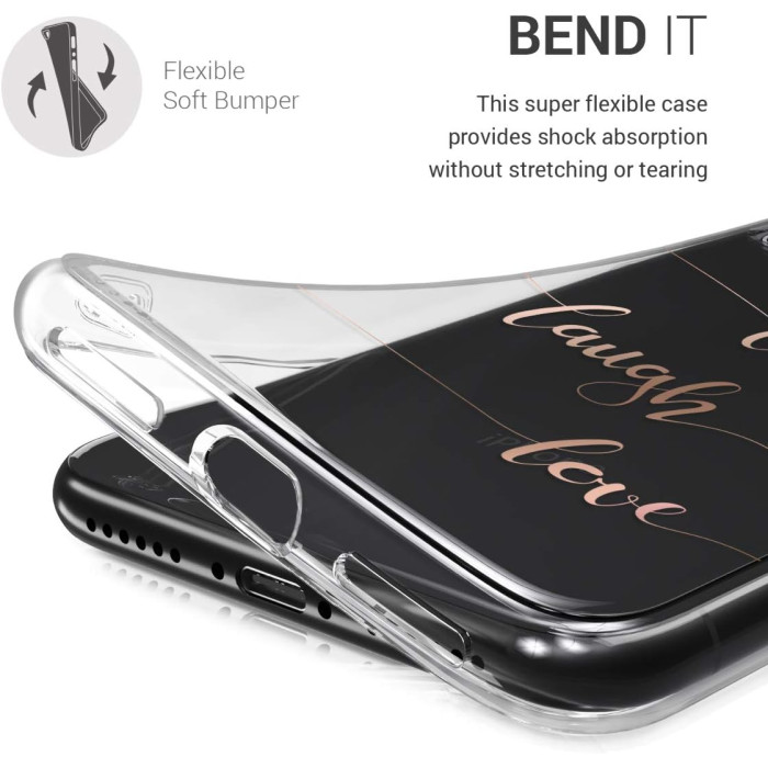 Гнучкий силіконовий TPU чохол KWmobile для iPhone X Live Laugh Love Rose Gold/Clear