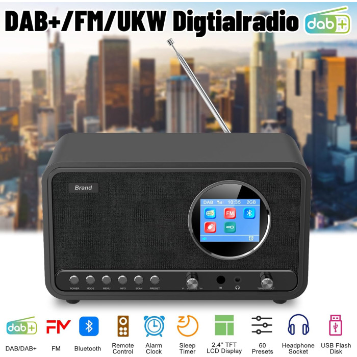 Портативное радио MONODEAL D-05 с будильником и дисплеем