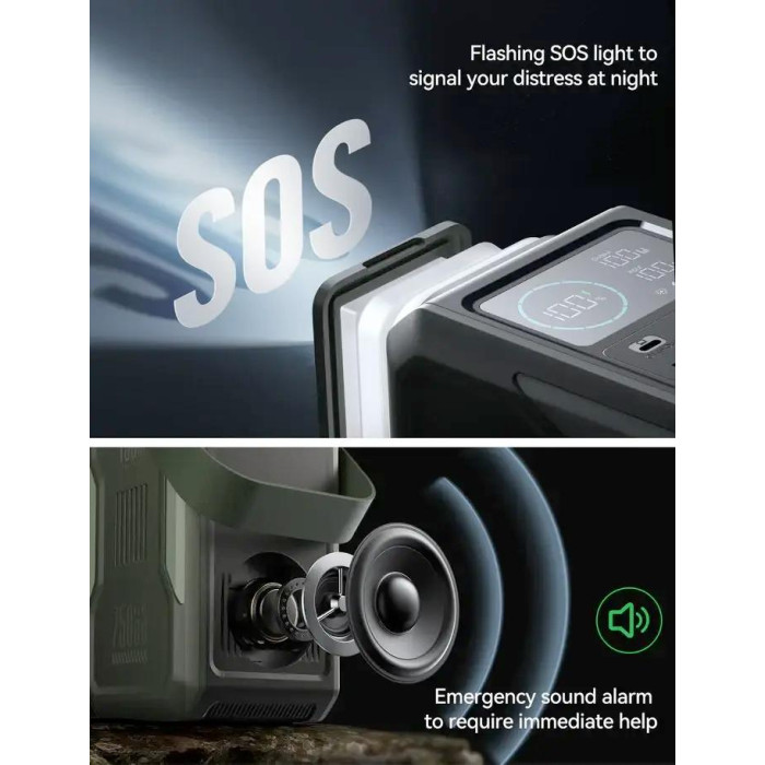 Повербанк JOYROOM PD100W 75000mAh з висувним підсвічуванням, зарядна станція 240Wh Оливковий (Ranger Green)