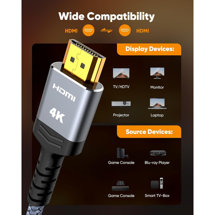 Кабель SNOWKIDS 4K HDMI-HDMI V2.0 10м