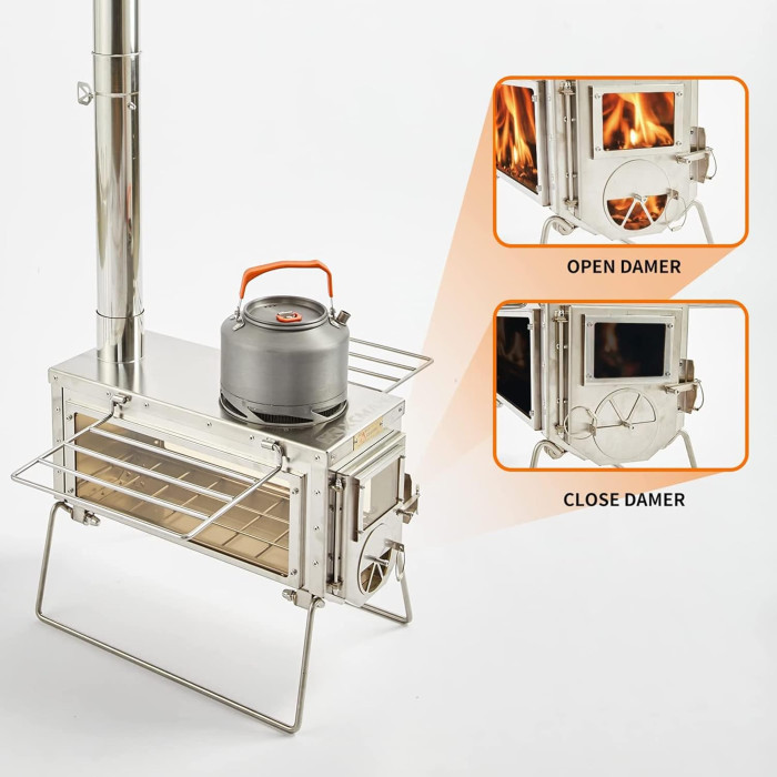 Багатофункціональна кемпінгова піч (Обігрівач) NVIVN з двостороннім оглядовим вікном