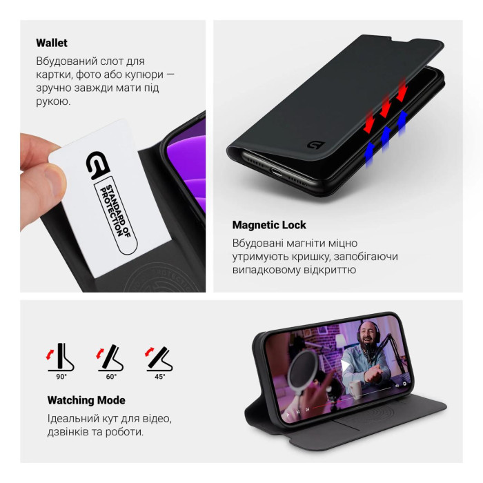 Чохол для смартфона ArmorStandart OneFold Case для Xiaomi Redmi Note 14 4G Black