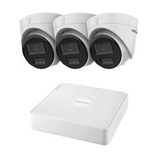 Комплект IP-відеоспостереження на 3 камери Hikvision IP-Video Kit 3x2Mp (T) Mic DualLight