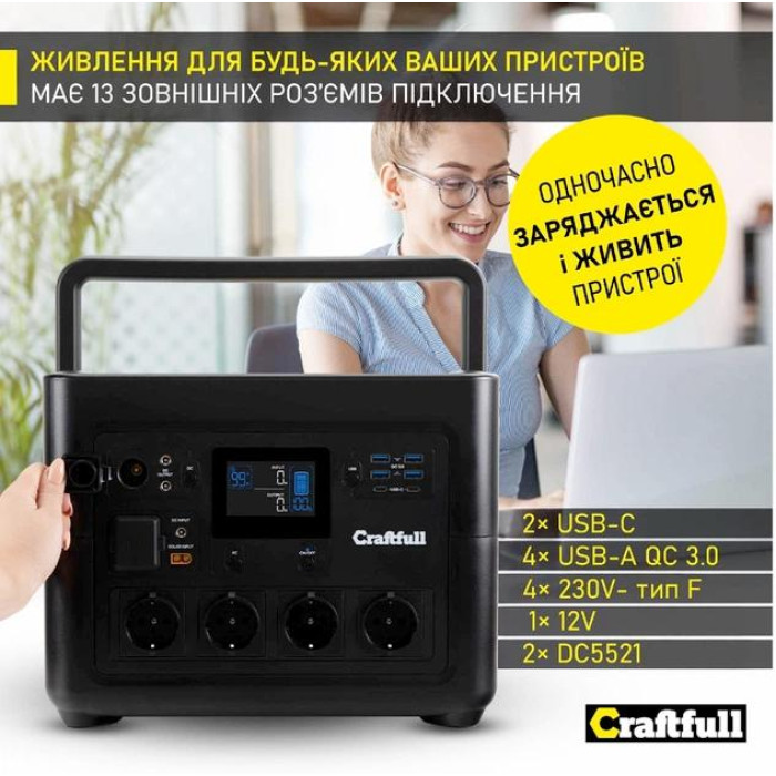 Портативна зарядна станція Craftfull Powerstation Fast Charge PS1800