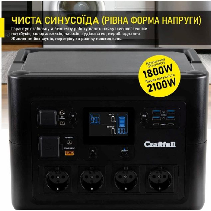 Портативна зарядна станція Craftfull Powerstation Fast Charge PS1800