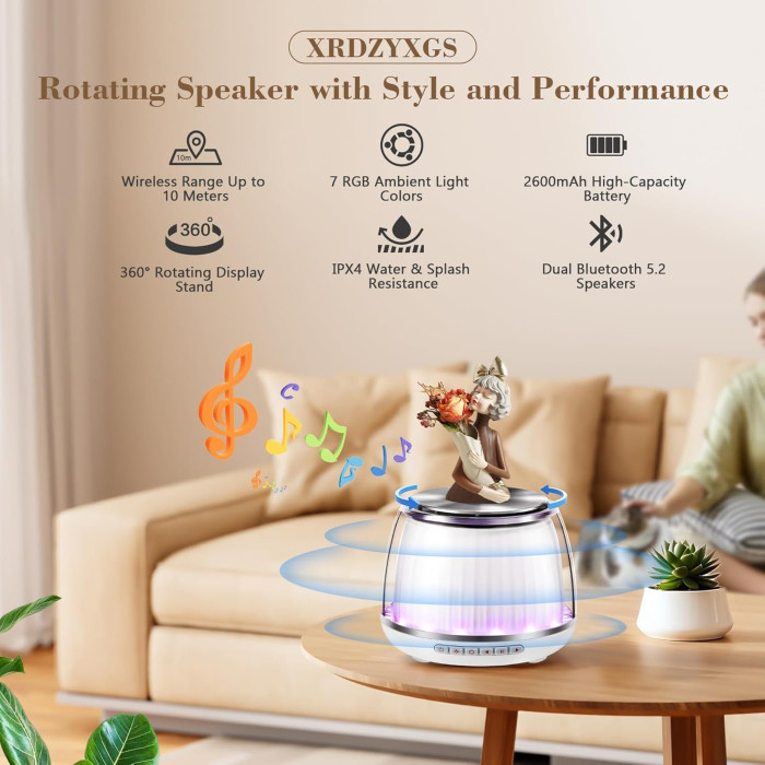 Портативна bluetooth колонка (Динамік) XRDZYXGS з динамічним RGB-підсвічуванням White