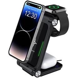 Зарядний пристрій T8 3-in-1 Foldable Wireless Charger Black