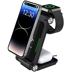 Зарядное устройство T8 3-in-1 Foldable Wireless Charger Black