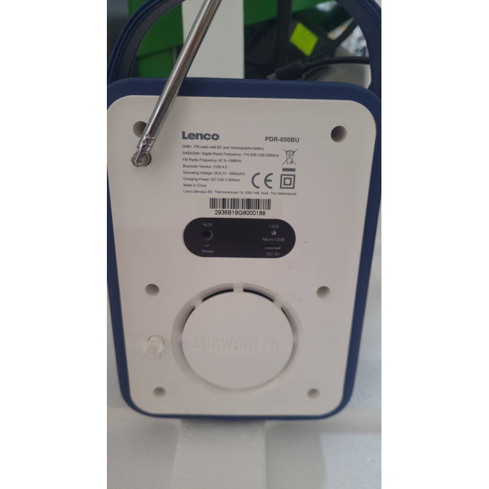 DAB+/FM радіоприймач Lenco PDR-050BU з Bluetooth та функцією портативної акустики Б/В